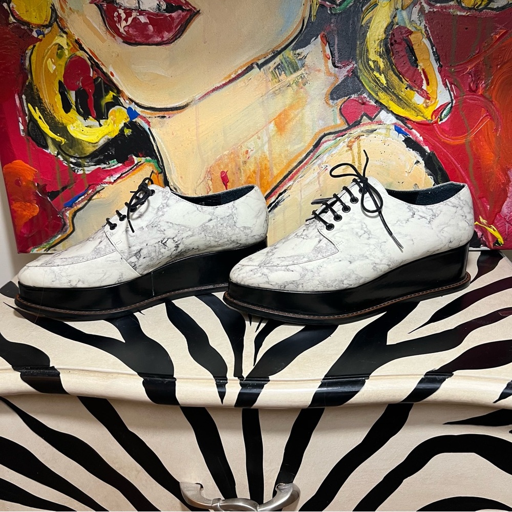 Opening Ceremony-Marble Print Pointed Toe Platform Shoes-7 - Picture 2 of 11